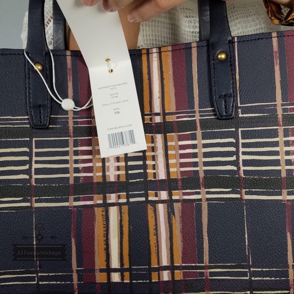 Tory Burch kerrington Square Philly Plaid Tote Bag - Picture 6 of 8